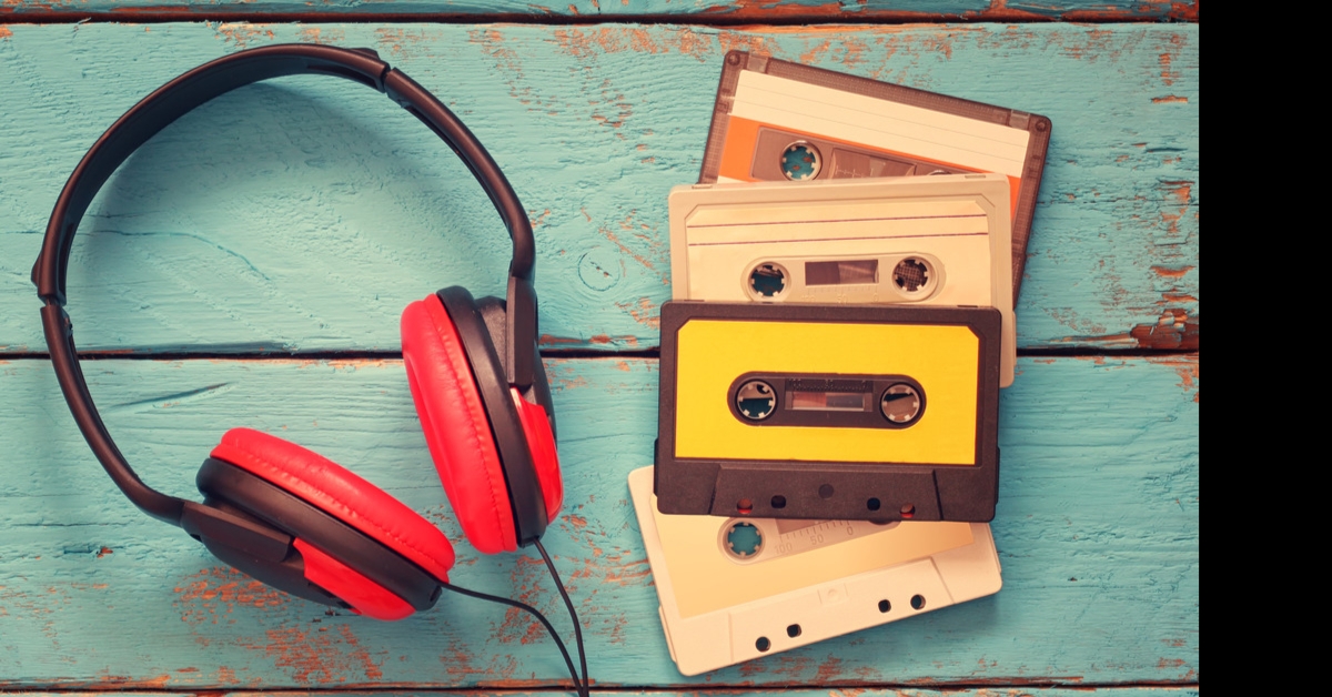 cassettes next to headphones