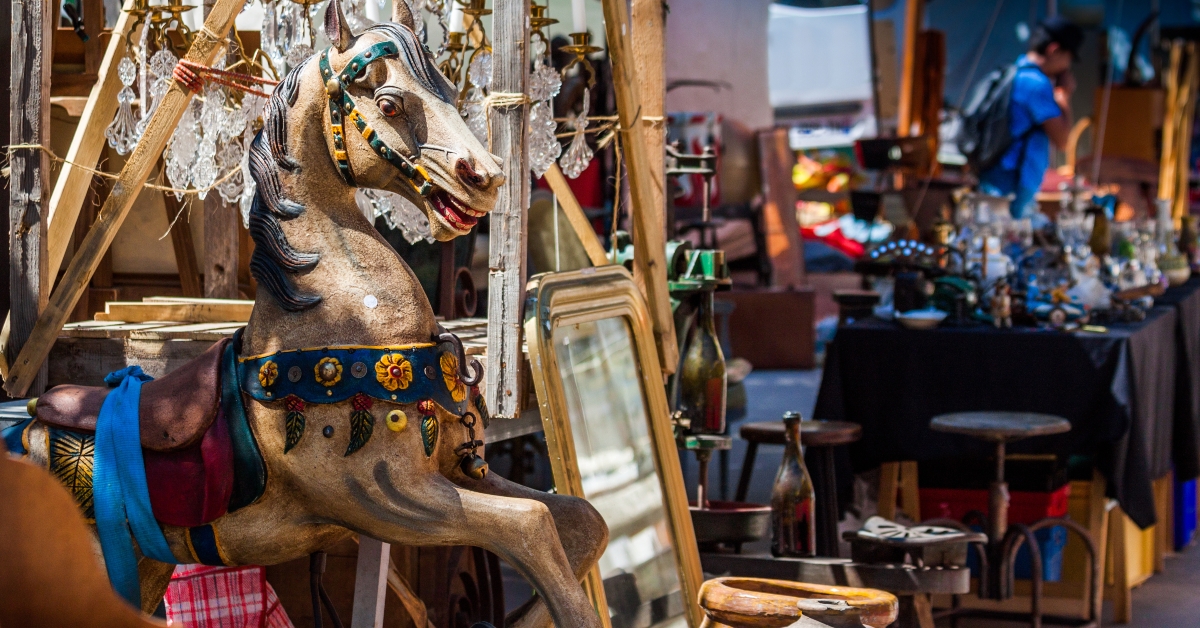 Old horse on flea market