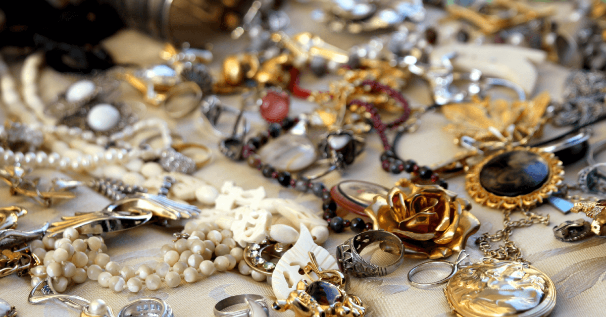 vintage necklaces and jewelry for sale in the antique shop