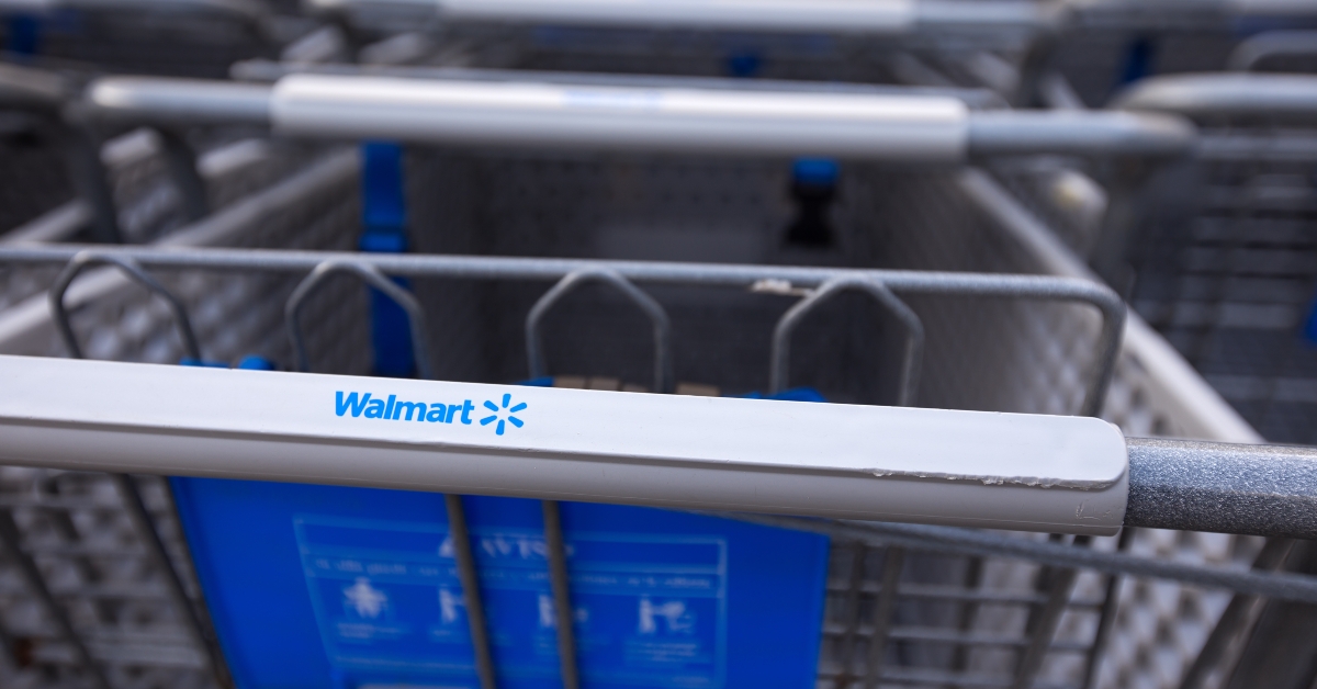 Shopping cart near Walmart supermarket