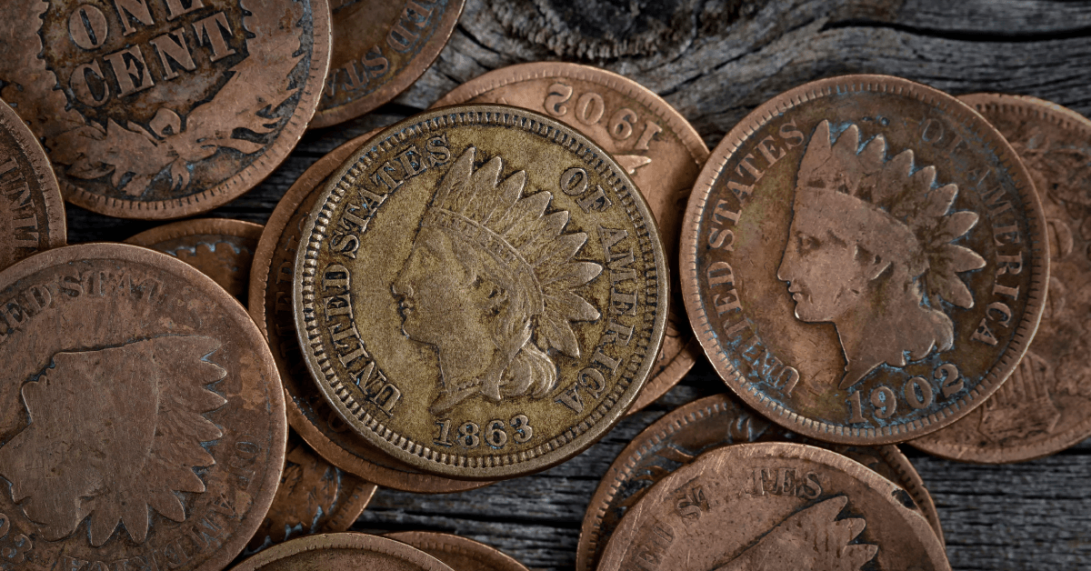 Rare Penny Coins on Wood