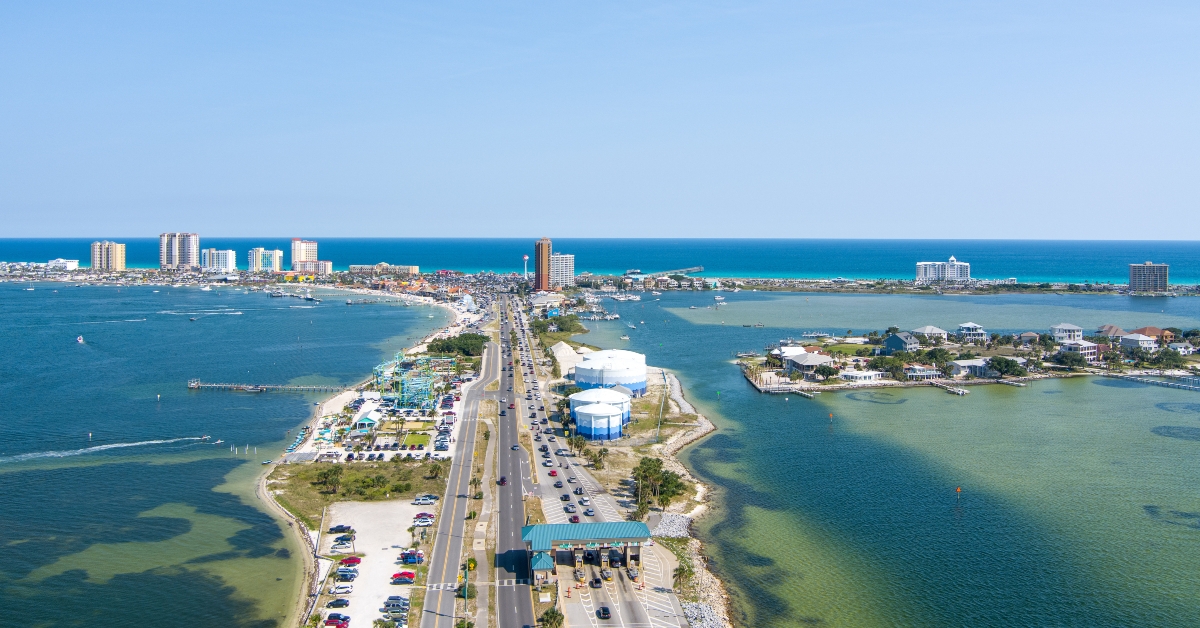 aerial view of pensacola beach