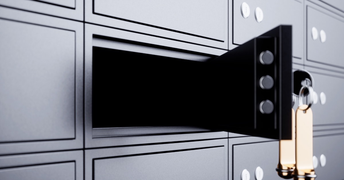 black color deposit box with keys
