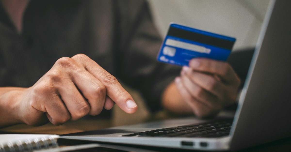 businessman using card for online shopping 