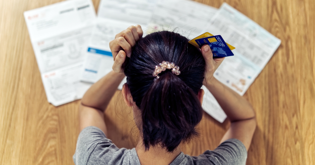 Asian woman hands holding the head