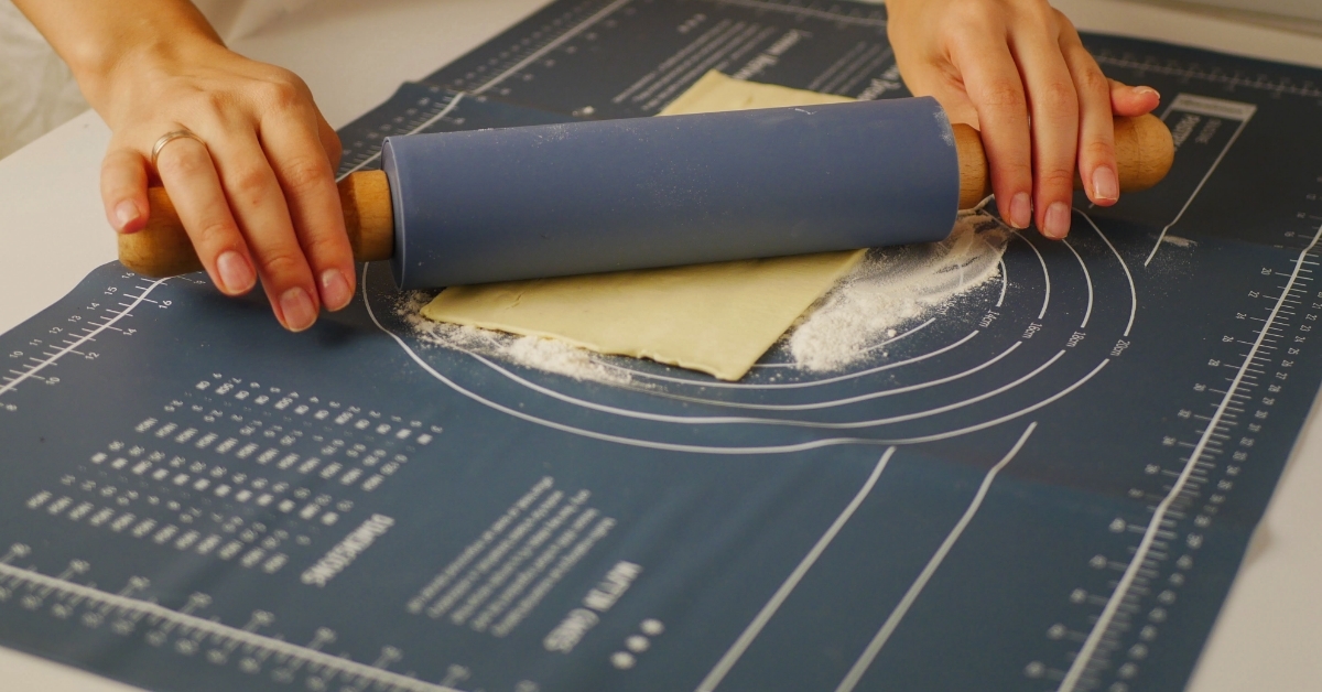 woman using pastry mat