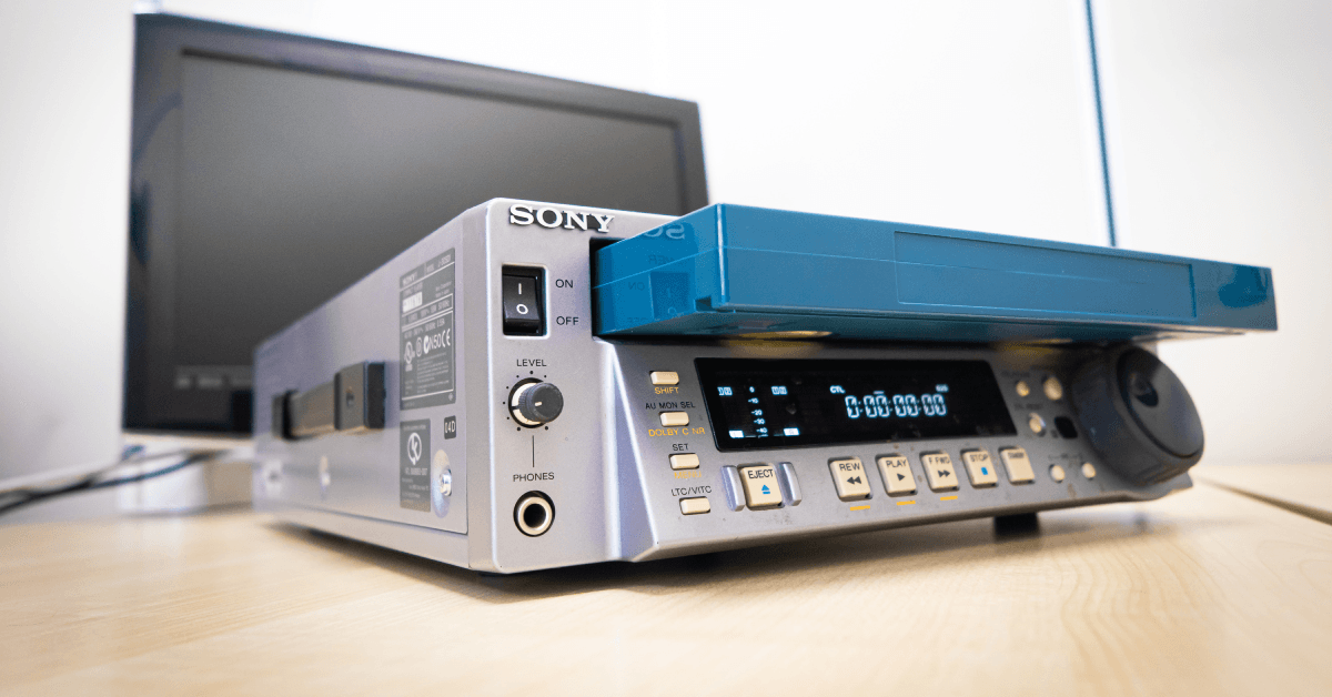 Old video player inserting tape