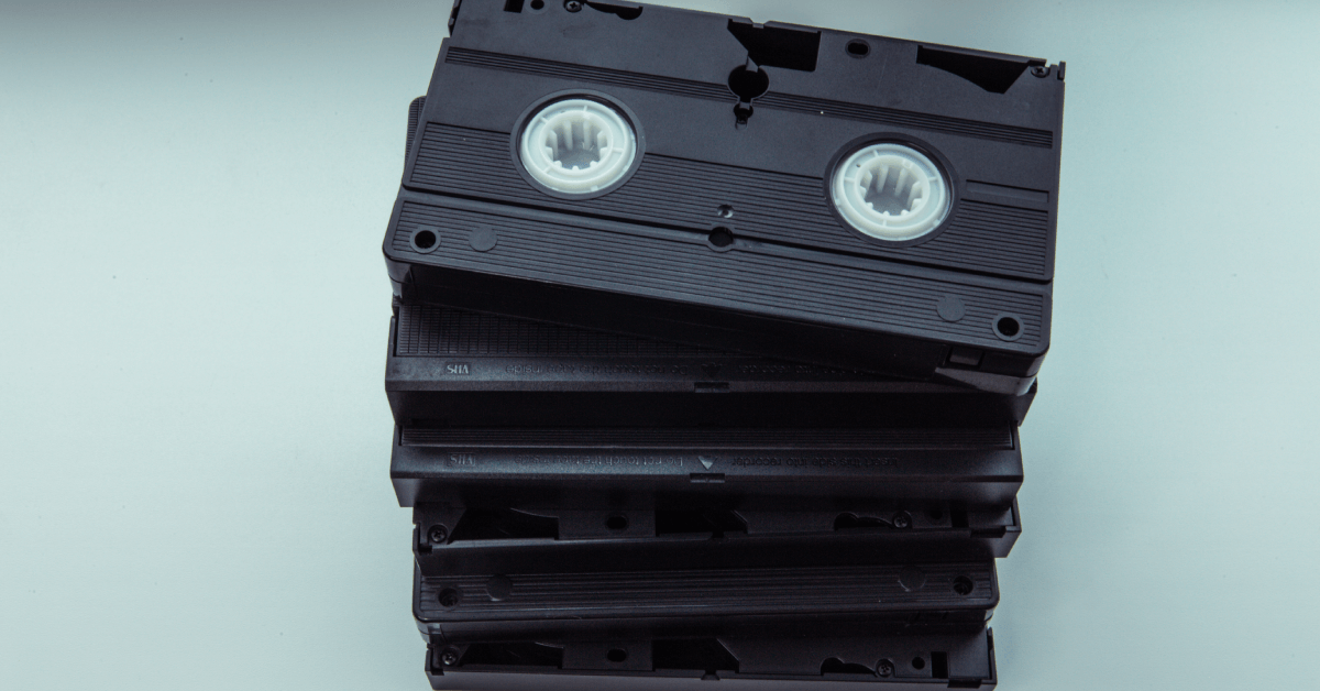 old videotapes on white background