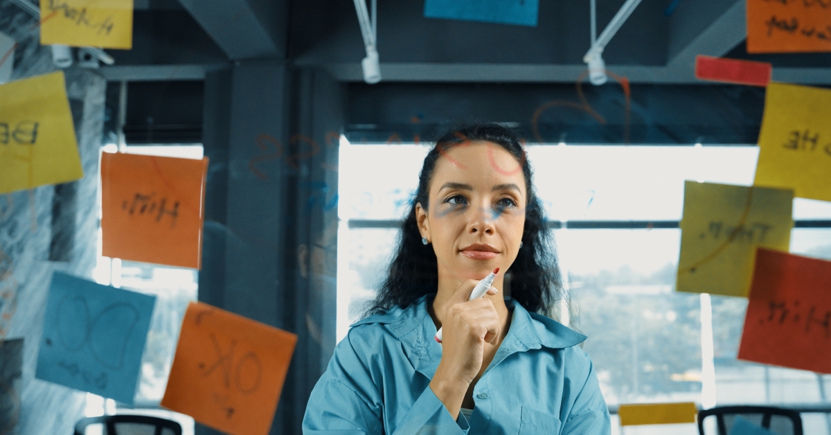 manager thinking about marketing idea