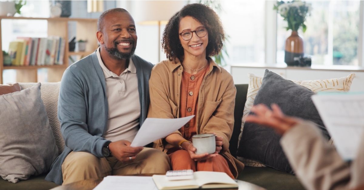 Senior couple consulting finance advisor
