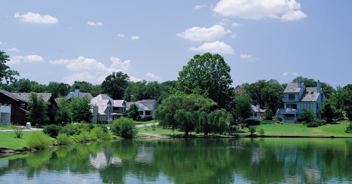 lake and detached houses