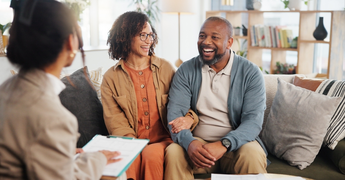 mature couple on sofa