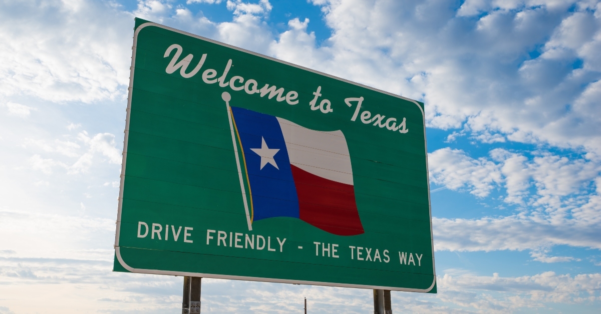 welcome to texas road sign