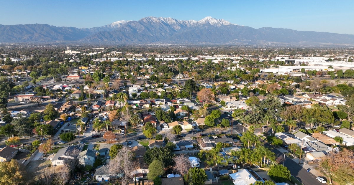 California Ontario city with mountains