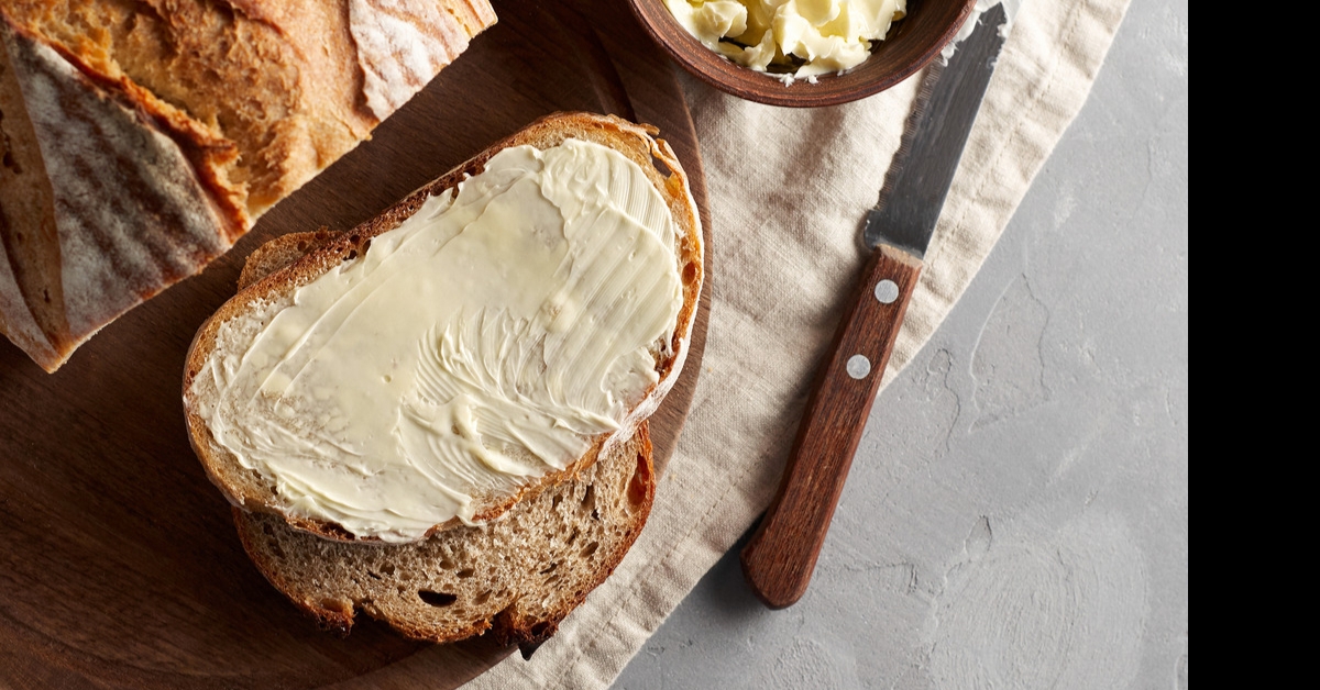 butter spread on bread