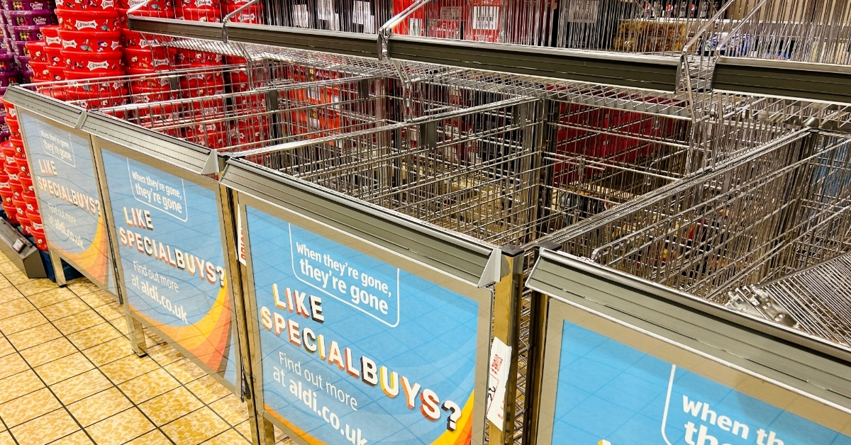 Empty shelves of Aldi in Bradford