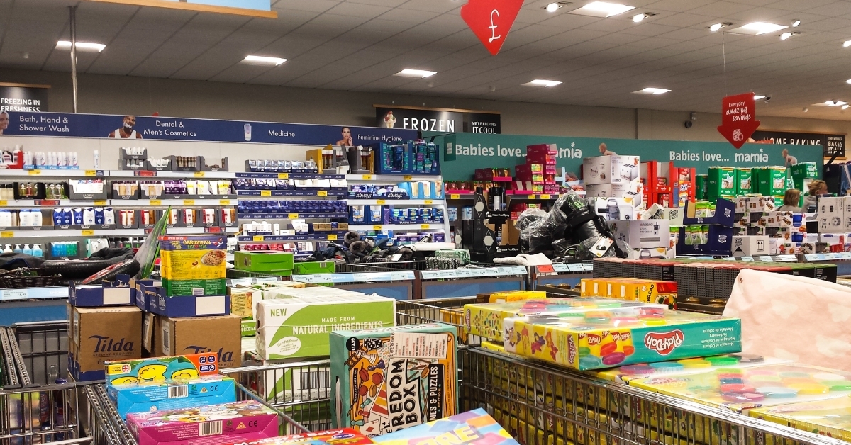 inside of Aldi supermarket shop