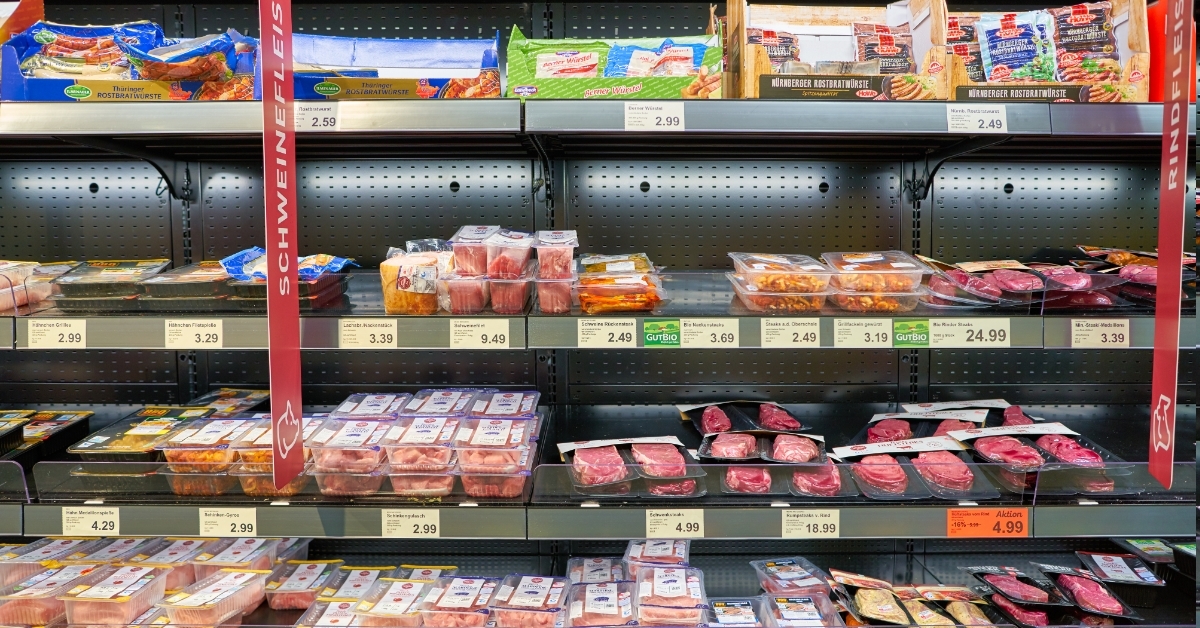 meat section at Aldi supermarket Berlin