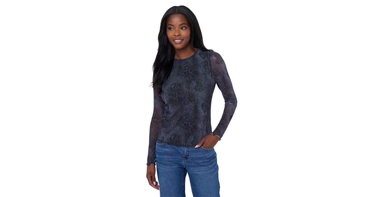 Women's long sleeve mesh top