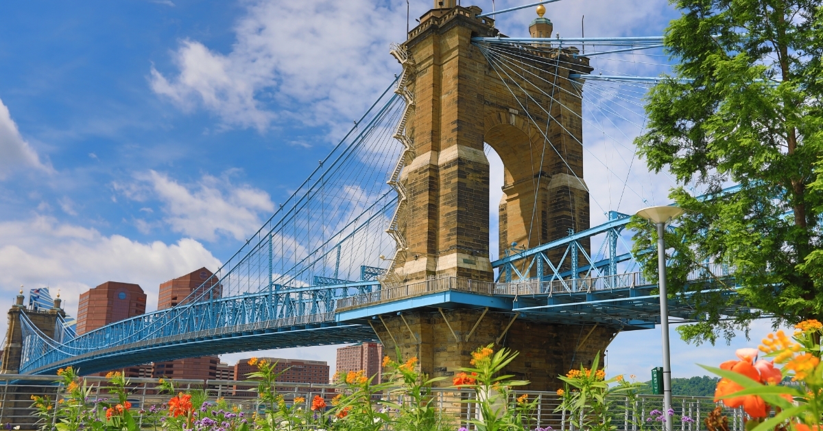 John A Roebling Bridge over ohio river