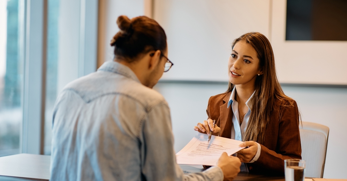 bank manager going through agreement
