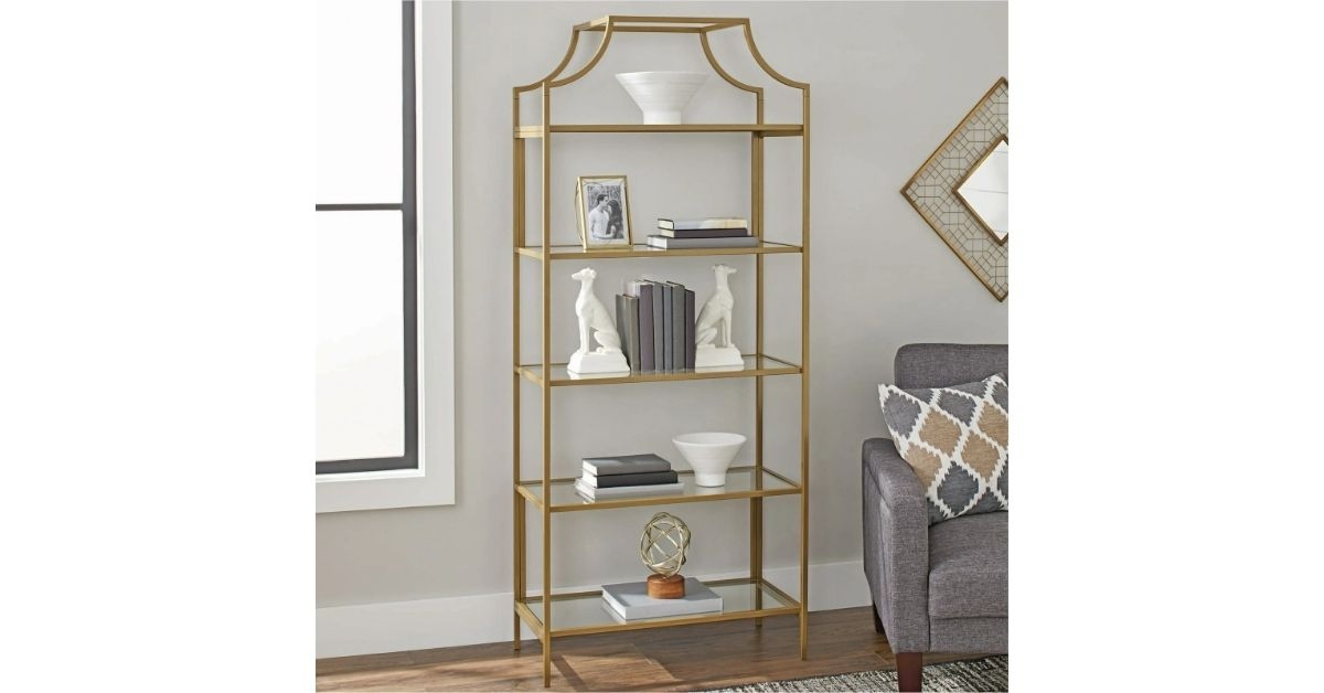 Bookcase gold finish