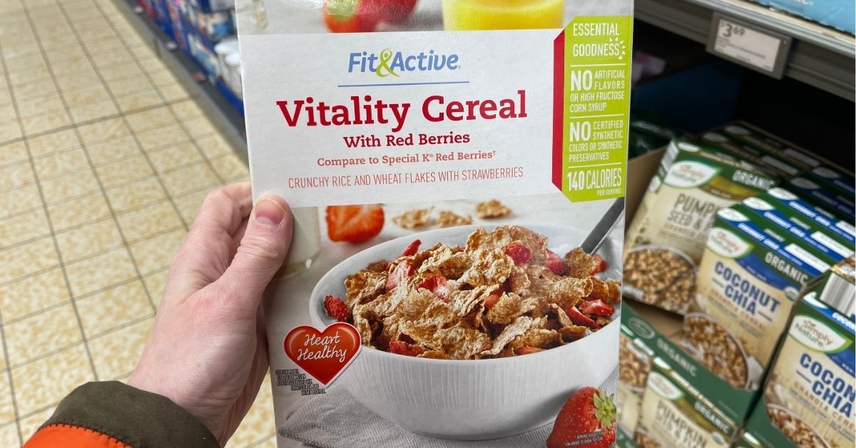 Vitality cereal with red berries on hand