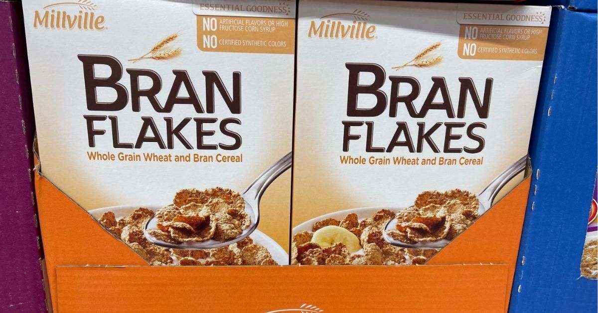 Bran flakes on shelf