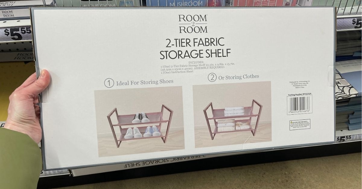 2-tier fabric storage shelf