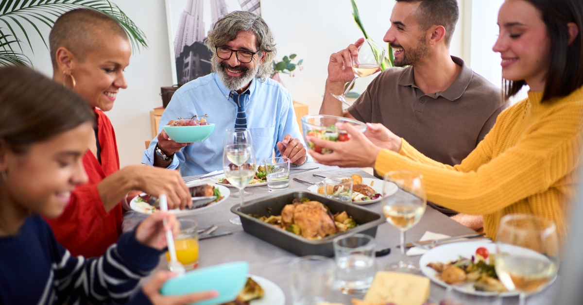 Family enjoying lunch together