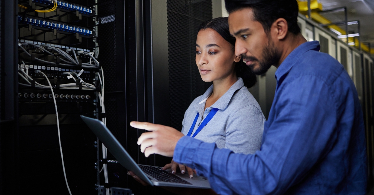  laptop in server room