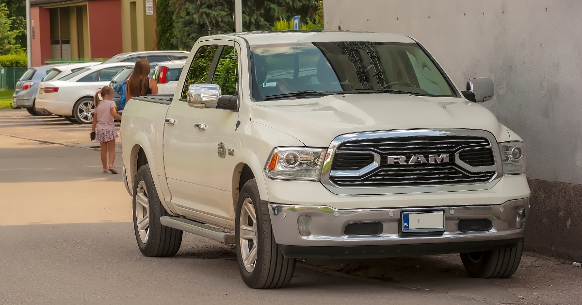 white dodge Ram parking