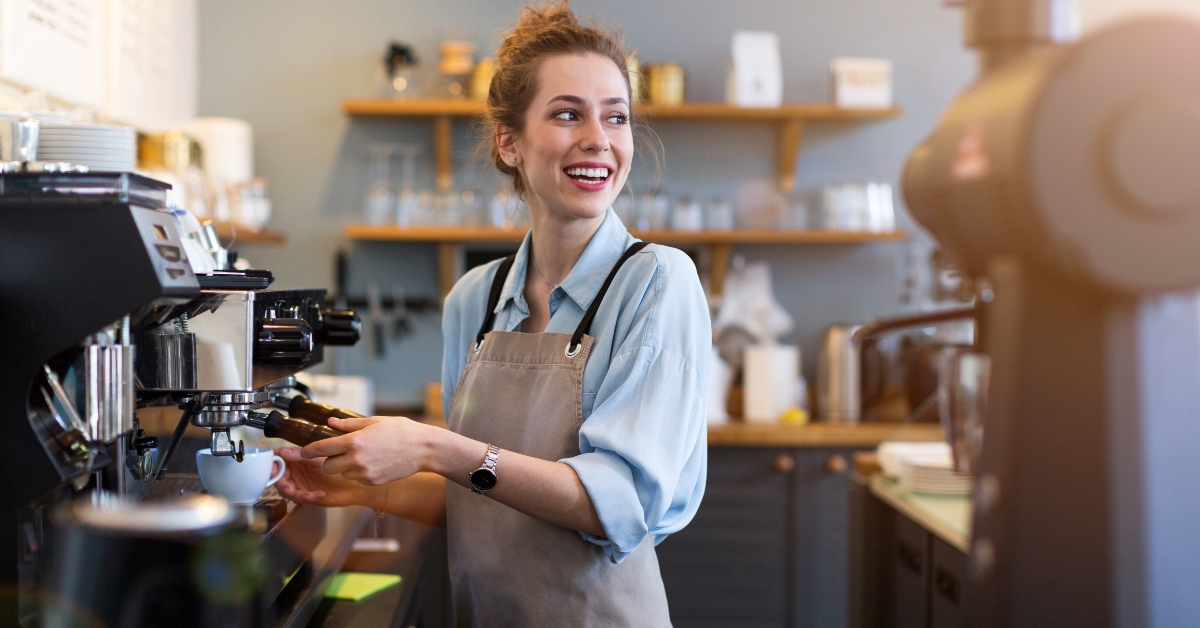 woman working in coffee shop