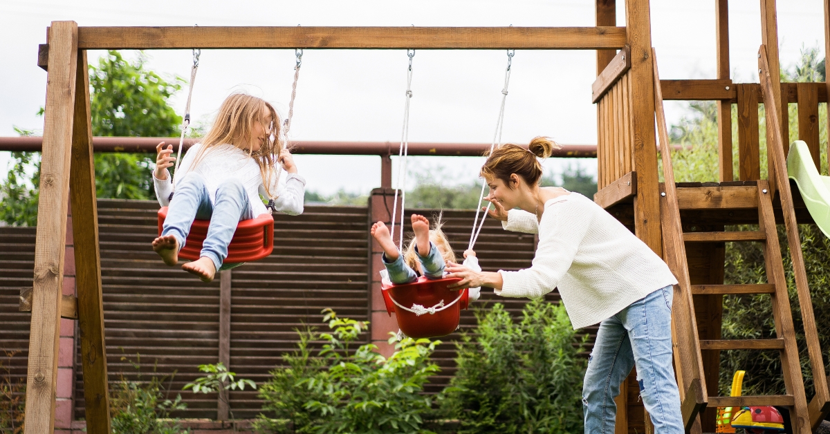 children on the swing