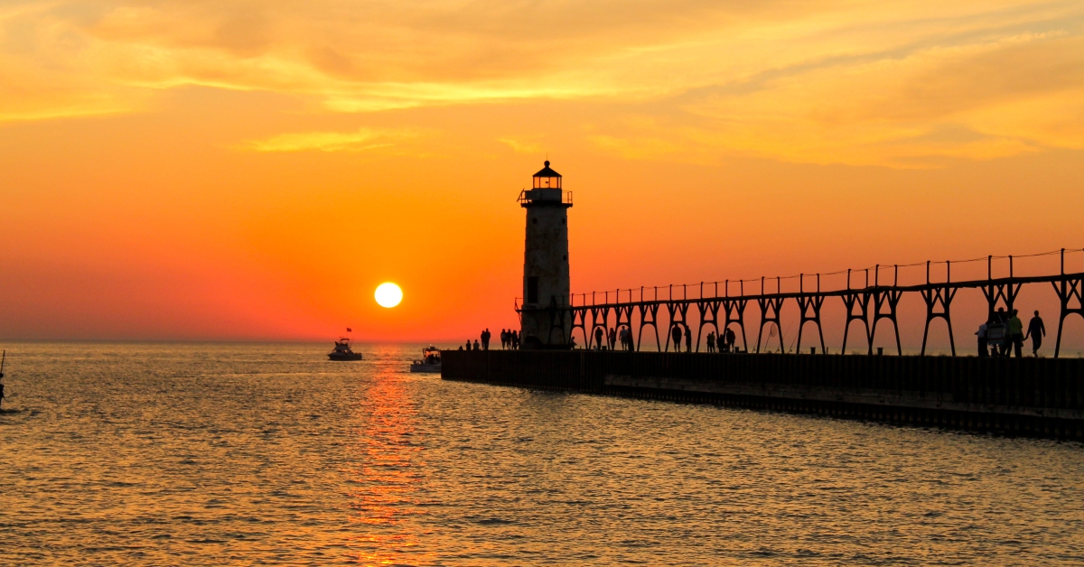 Sunset Over the Manistee Lighthouse