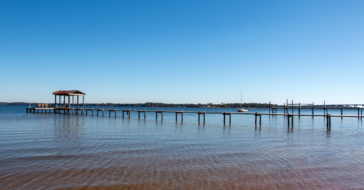 boat dock pier in perdido bay