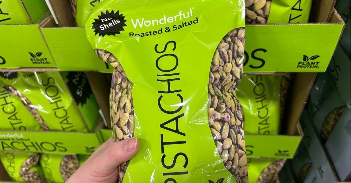a bag of salted pistachios