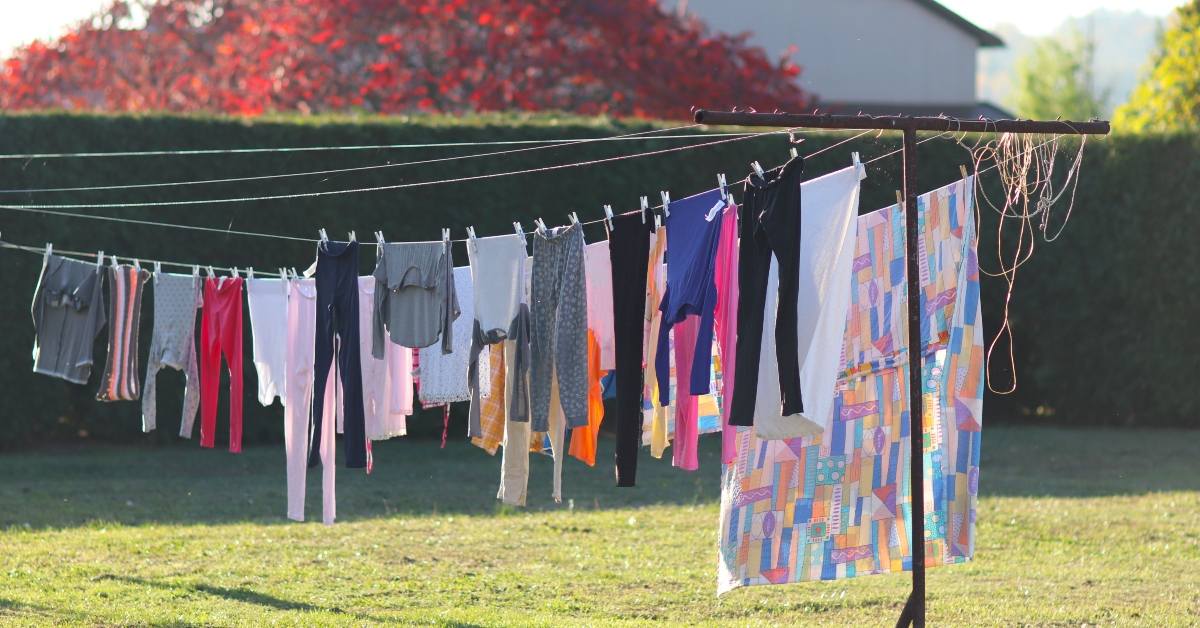 colorful underwear hung on ropes