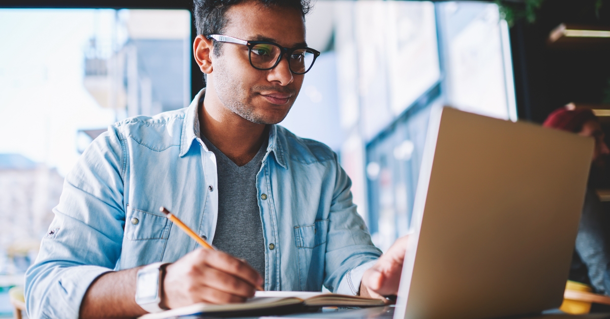 pensive hindu student watching