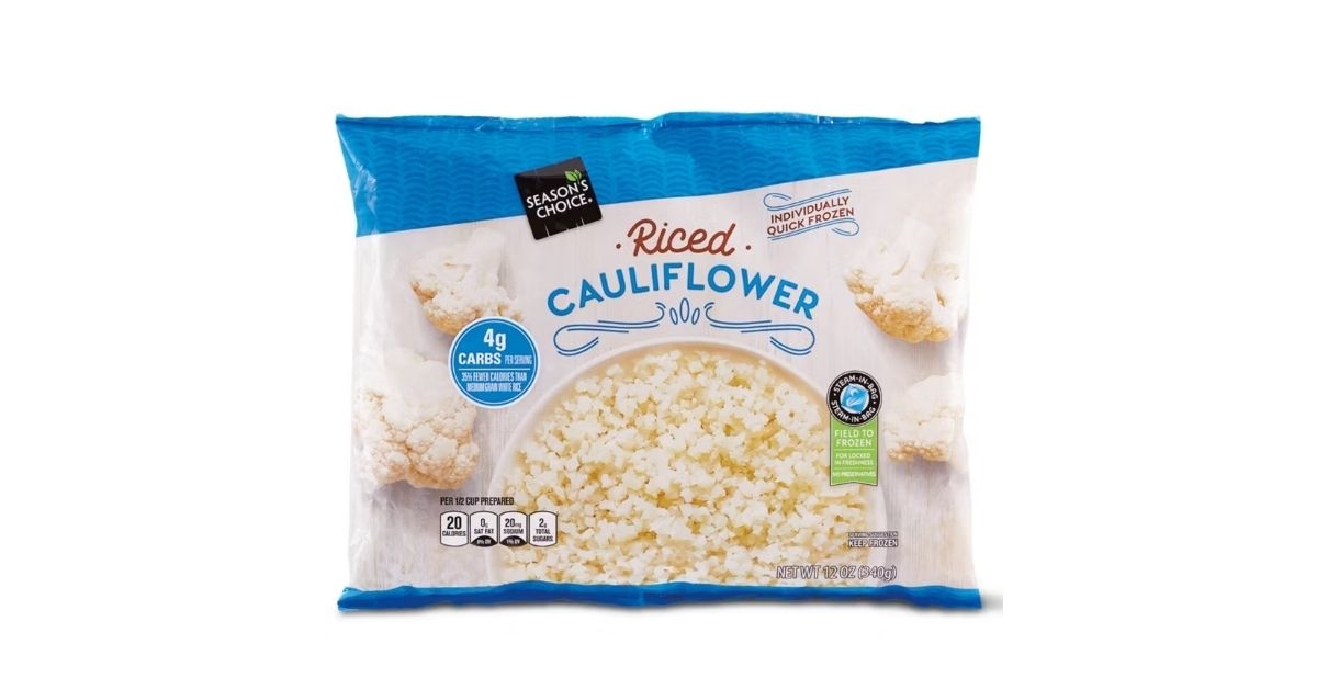 plain riced cauliflower in pack