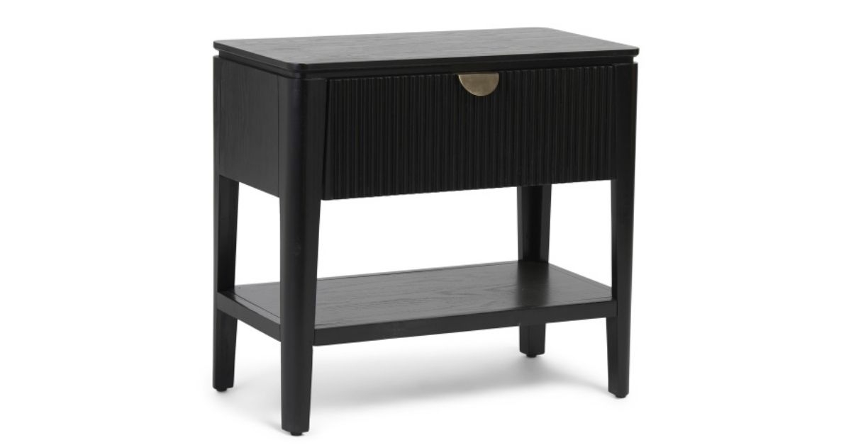 NAUTICA Fluted Side Table With Drawer in black