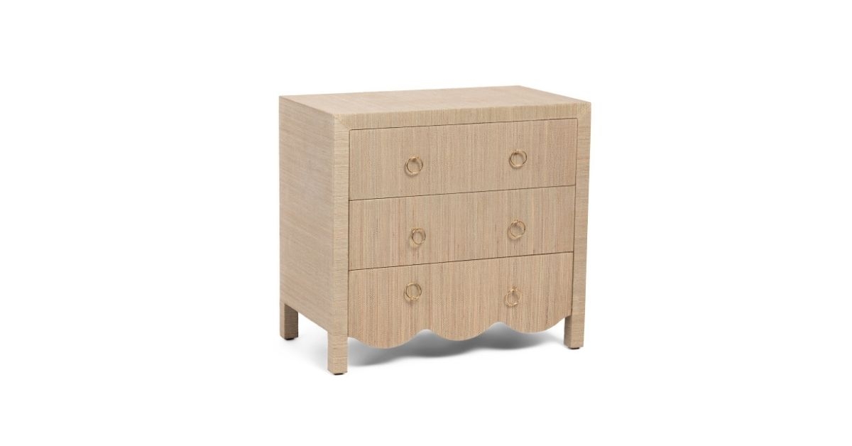 Nautica Drawer Scalloped Chest Of Drawers tan wooden
