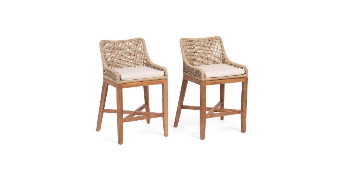 Grid weave counter stool set