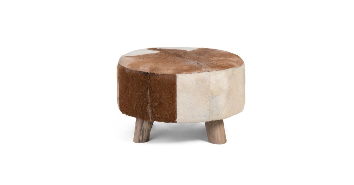 Sagebrook Haircalf Oversized Ottoman in tan 