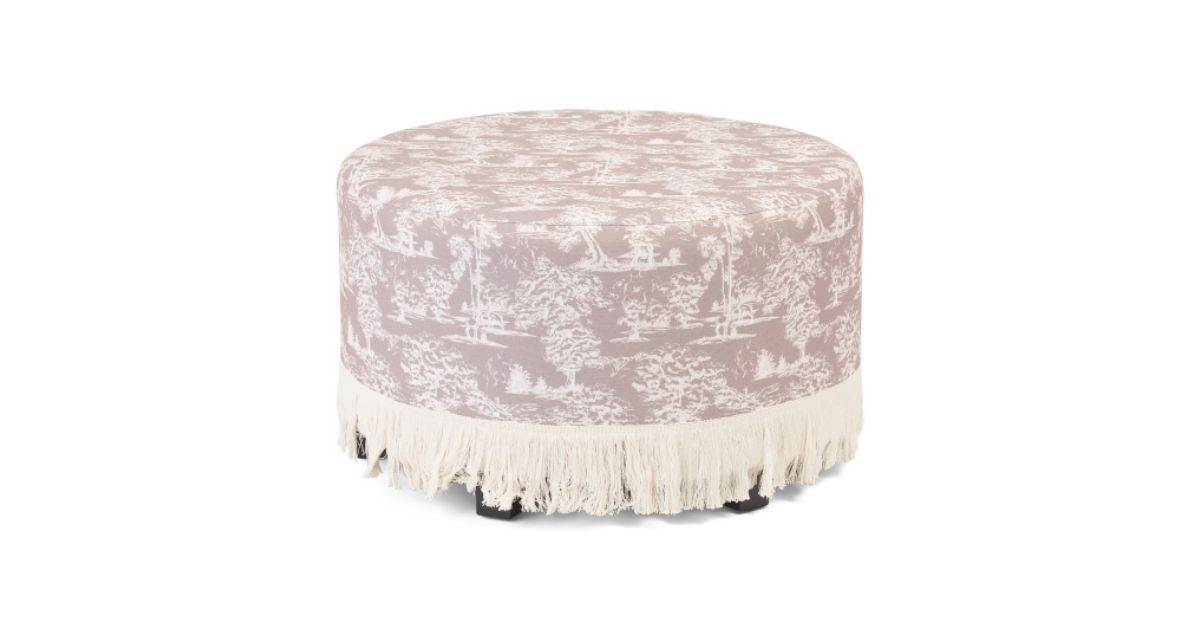 TJ Maxx June Fringe Cocktail Ottoman pink pattern