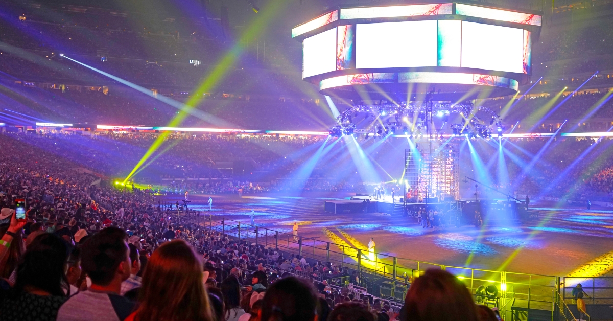 concert stage shining lights