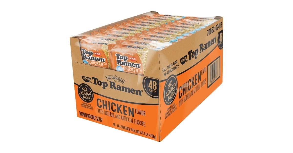 A box of Nissin Chicken Top Ramen 
