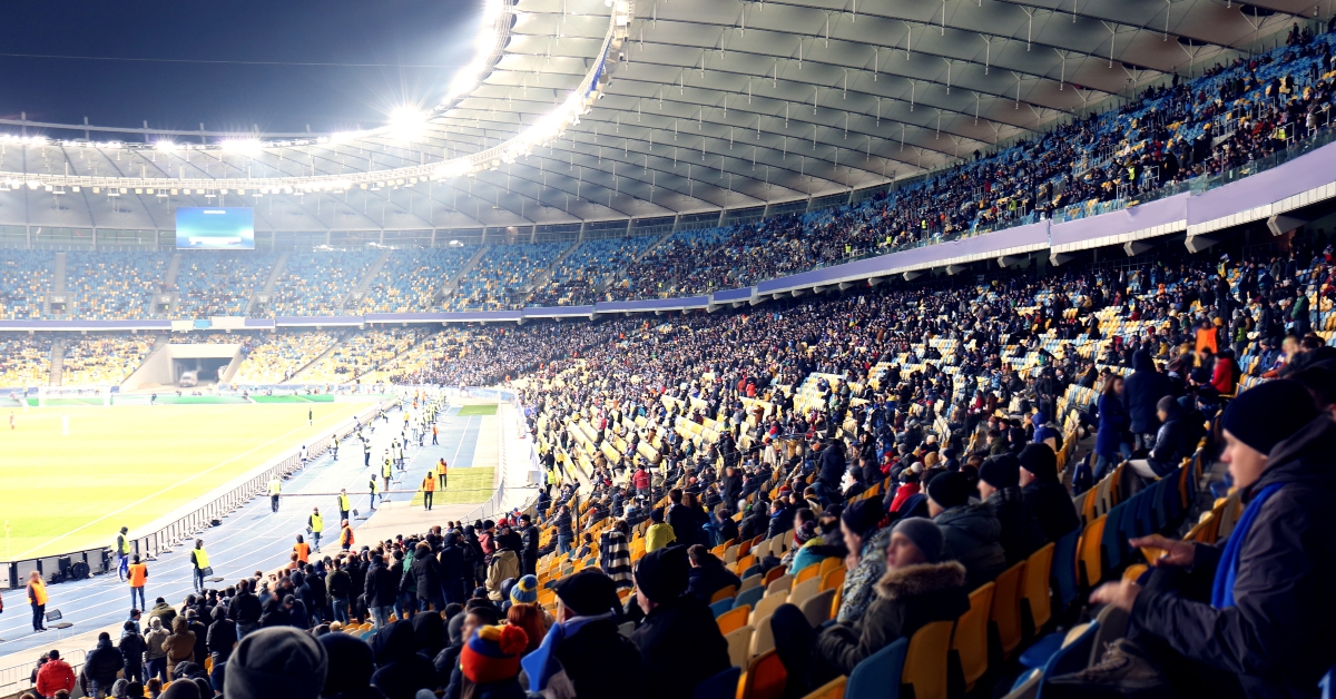 fans watching football game