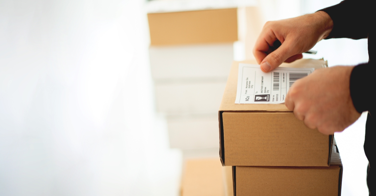 Delivery service, applying a shipping label