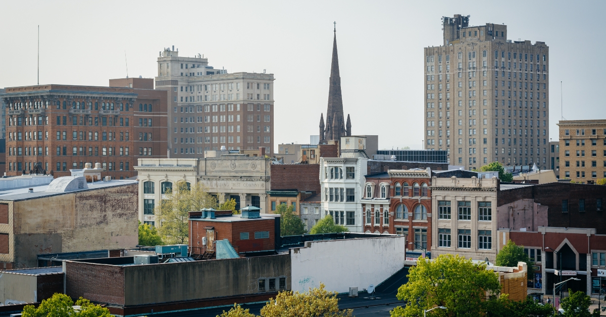 View of buildings in downtown Reading, Pennsylvania